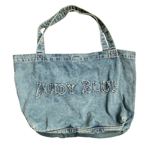 Judy Blue Handbags - JUDY BLUE Denim Tote Bag Embroidered Logo Casual Everyday‎